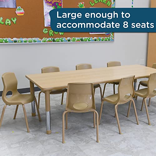 Image of Children's Factory 30 inchx72 inch As We Grow School Table, Maple-Tan, AB6604NT, Adjustable Height 16 inch-22 inch H, Kids Daycare, Preschool or Classroom Activity or Study Table