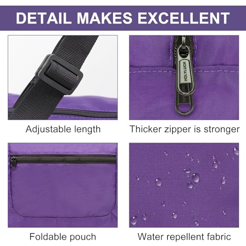 Image of HOLYLUCK Foldable Travel Duffel Bag for Women & Men Luggage Great for Gym (Purple)