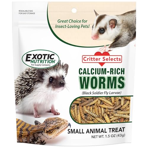 Exotic Nutrition Dried Black Soldier Fly Larvae (1.5 oz.) - High-Calcium Insect Treat - Chickens, Wild Birds, Hedgehogs, Bluebirds, Reptiles, Sugar Gliders, Opossums, Skunks, Lizards, Fish