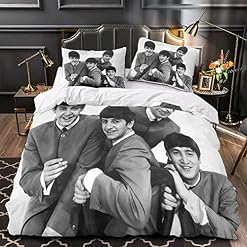 The Beatles Parure Housse Couette Impression 3D Groupe de Rock Ensemble De Literie Entretien Facile Respirant Prévenir… - Les Beatles, Paul McCartney, John Lennon, RIngo Starr, George Harrison