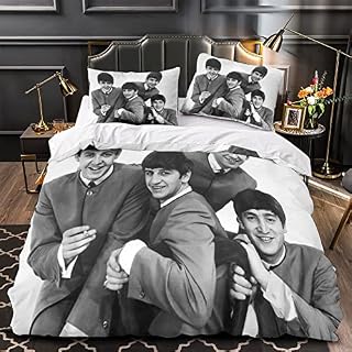 The Beatles Parure Housse Couette Impression 3D Groupe de Rock Ensemble De Literie Entretien Facile Respirant Prévenir… - Les Beatles, Paul McCartney, John Lennon, RIngo Starr, George Harrison