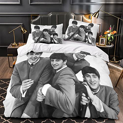 The Beatles Parure Housse Couette Impression 3D Groupe de Rock Ensemble De Literie Entretien Facile Respirant Prévenir… - Les Beatles, Paul McCartney, John Lennon, RIngo Starr, George Harrison The Beatles Parure Housse Couette Impression 3D Groupe de Rock Ensemble De Literie Entretien Facile Respirant Prévenir…