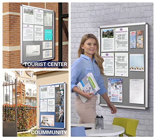 Swansea Pins Bulletin Board Enclosed Wall-Mounted Secure Display Board For Notice Message With Door And Keys,38X28Inches(9Xa4) #TOP6