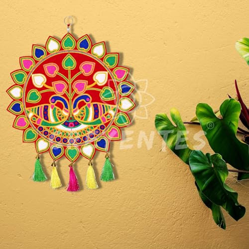 Image of CREYENTES Traditional Handmade Toran Latkan Todala, Gujarat Special (Set of 2 Pieces) Thoranam, Door Decor, Wall Hangings, Wedding Decoration, Diwali, Temple, Embroidery Work