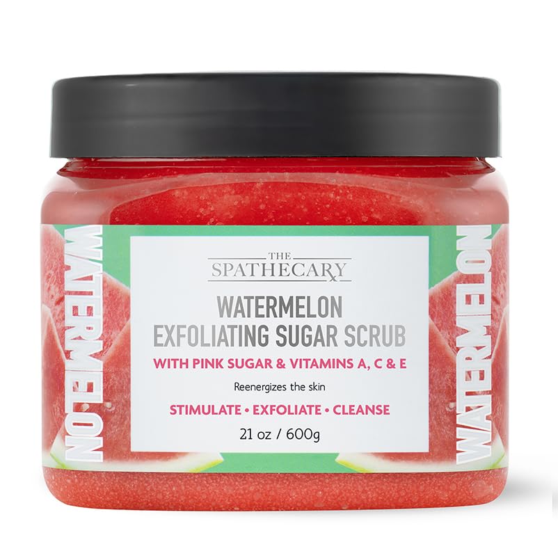 Image of Watermelon Sugar Scrub - Exfoliating & Hydrating Body Scrub With Pink Sugar and Vitamins A,C, & E to Help Reenergize, Smooth, & Stimulate Skin, Body Care Exfoliator & Cleanser, 21 oz