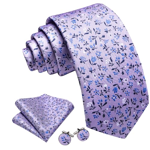 Image of Barry.Wang Ties for Men Silk Tie Sets Polka Dot Woven Necktie Pocket Square Cufflinks Business Wedding