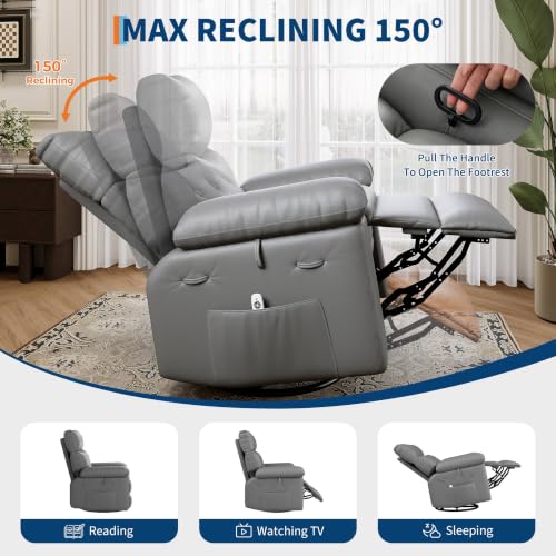 Image of GarveeHome Leather Manual Recliner Chair for Adults - Heat and Massage