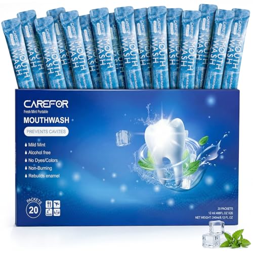 Travel Size Mouthwash Alcohol-Free Gentle Mini Individual Bulk 20 Packets