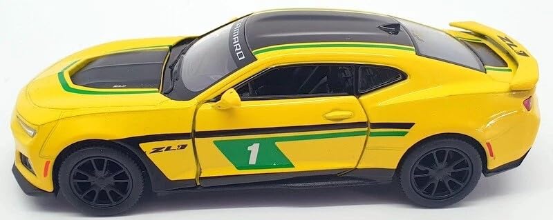 Mayatra's Kinsmart 1:38 Scale Camaro Livery Edition Chevrolet Diecast Toy Car (Yellow) – Pull Back Action Sports Car Model with Opening Doors for Kids & Collectors 1