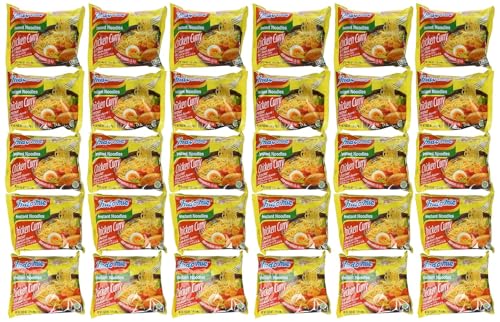 Indomie Instant Noodles Soup Chicken Curry Flavor for 1 Case (30 Bags), 2.82 Ounce (Pack of 30)