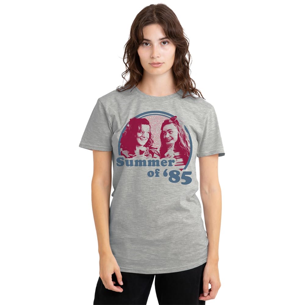 Stranger Things Womens Summer of '85 Eleven and Max Ladies Shirt, Athletic Heather, Athletic Heather, S UK
