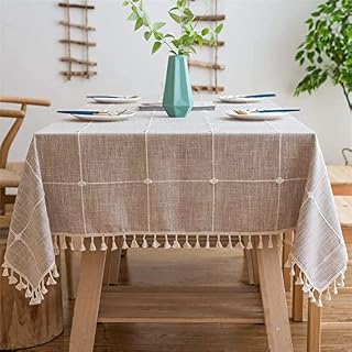 Hon far Tablecloth Rectangular Table Cloth Small Rectangle Tablecloths for 4 to 6 Seats(Brown, 140 x180)