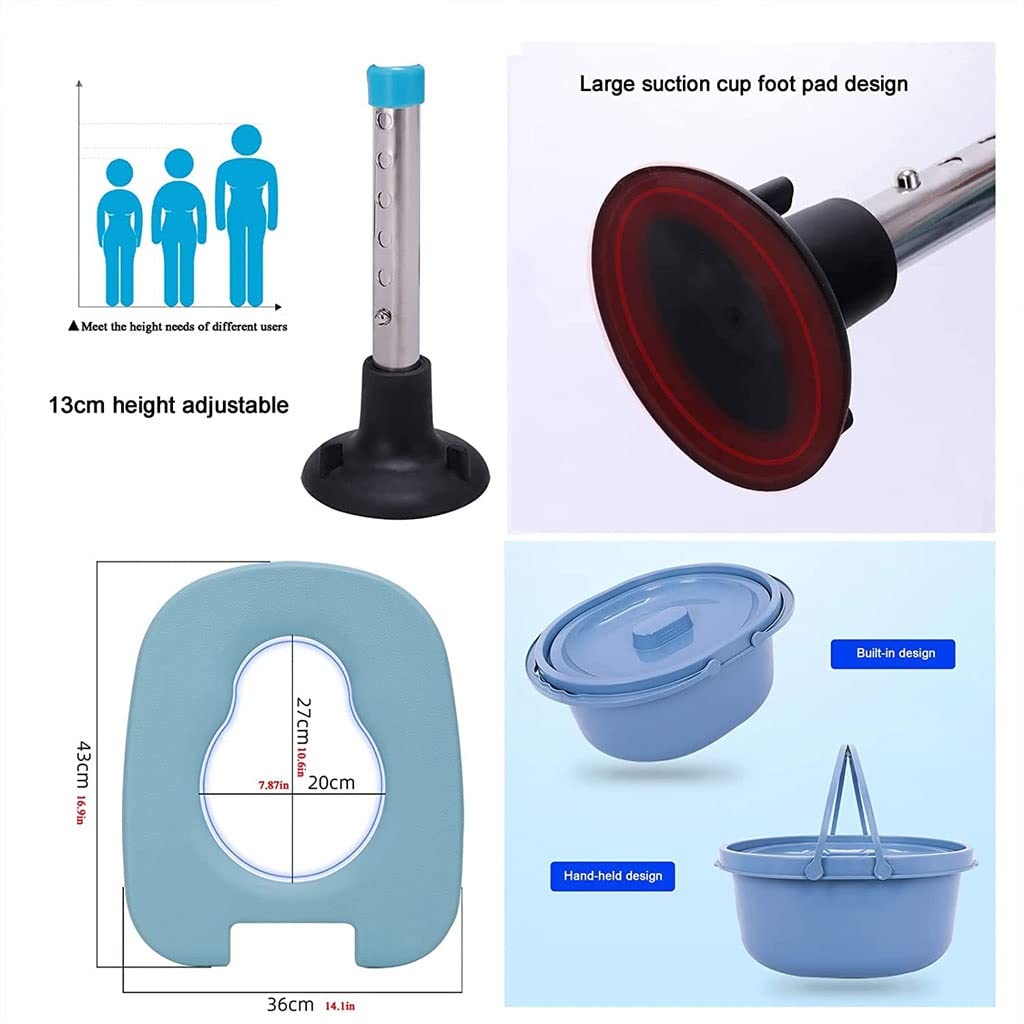 Składana Komoda/Krzesełko Pod Prysznic Krzesełko ze stali nierdzewnej Krzesełko Commode, Przenośny Krzesło Składane Prysznic z wymiennym Miska WC, antypoślizgowy, regulowany wysokość, 330 funtów Krzes