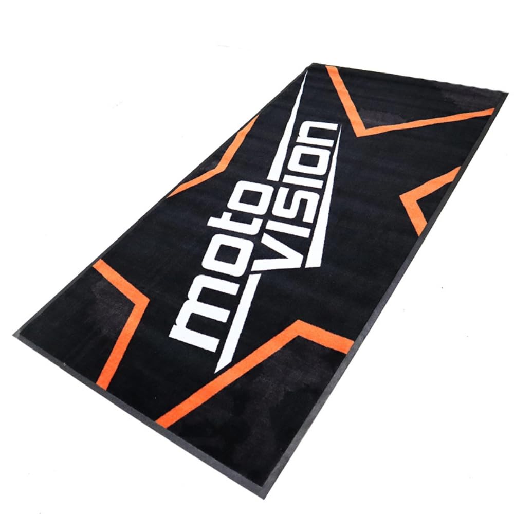 Tapis de Sol Moto Vision, Noir et Orange, 100x200 cm
