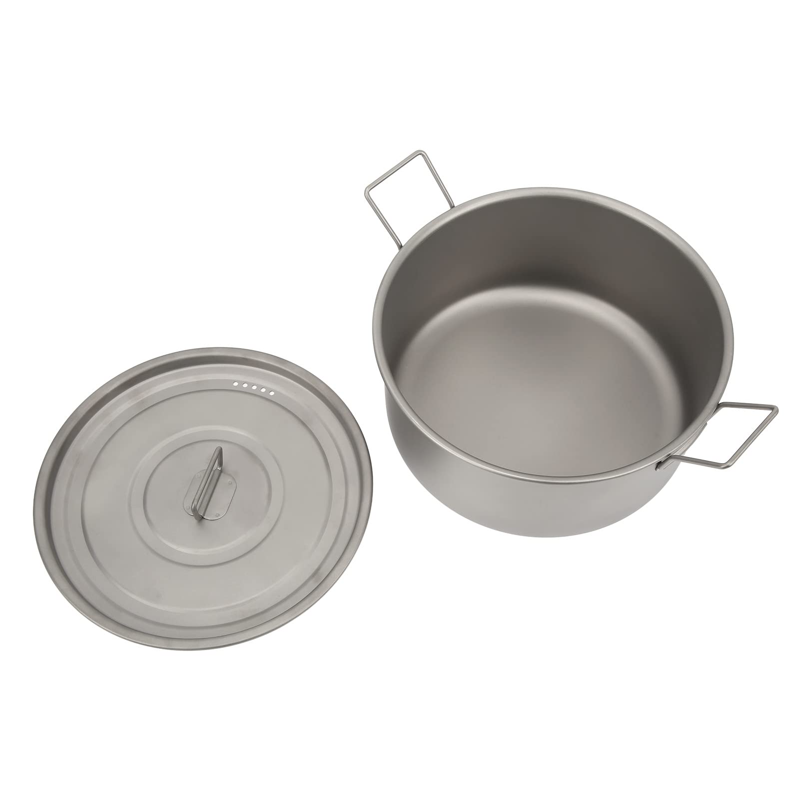 Runder Topf aus Titan, ultraleichter Klappgriff mit abgerundeten Kanten, Mehrzweck-Campingtopf zum Kochen von Eiern und Nudeln