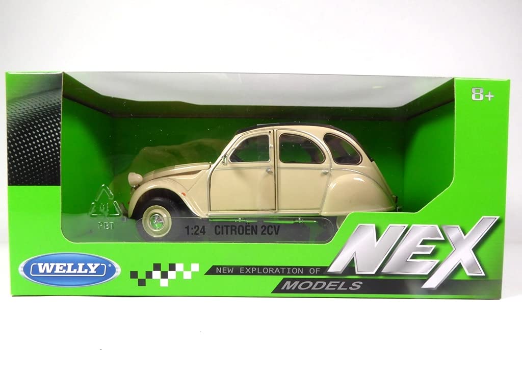 OPO 10 Voiture 1/24 Compatible avec Citroen 2CV Couleur crème - Welly 24009A-W Beige