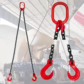 Double Leg Rigging Chain 2 Leg Chain Sling 2 Ton Capacity, G80 Alloy Steel Lifting Chains with ...
