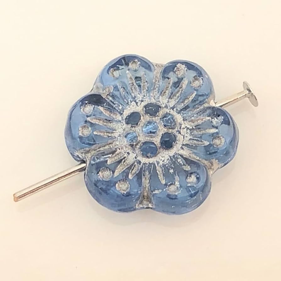 ピアス　イヤリング　チェコビーズ 天然石　ムーンストーン　アシンメトリー　花 天然石アクセサリー『Ange de aile』のオンラインショップ