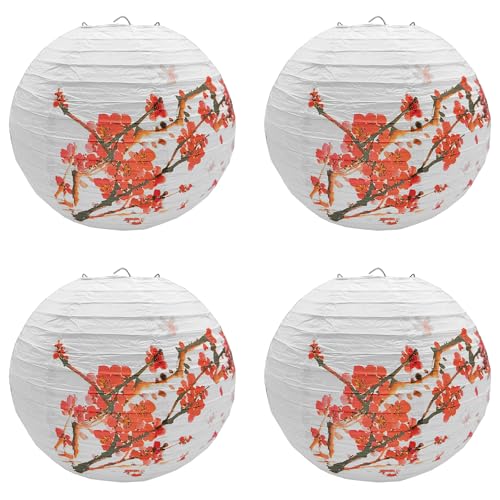 Niuhong 4 Pcs Runde Chinesische Papierlaterne Lampenschirm Lampions Papier...