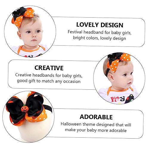 GALPADA 2pcs Halloween Party Hairband Soft Elastic Headbands with Bows for Newborns Comfortable Lightweight Hair Accessories4