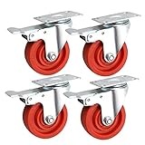 Schwerlastrollen 4Zoll 100mm Nylon Leise Industrie 400kg Hohe Temperaturbeständigkeit Schwenken Teller Lenkrollen, Transport Mit Bremse Fabrik Krankenhaus Hotel Trolly Leise rollen 4 Pcs