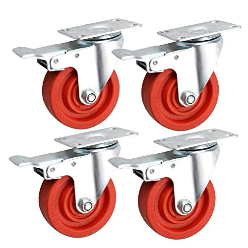 Roulettes pivotantes robustes en nylon 100mm avec frein haute charge