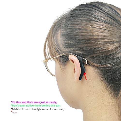 SMARTTOP Silicone Anti-slip Holder, Ear Hook, Eyeglass Temple Tips Sleeve Retainer for Glasses, Sunglasses, 12 pairs (Black+White+Brown)