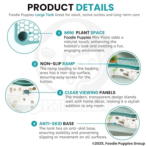 Image of Foodie Puppies Turtle Tank Aquarium - (Large, Honeycomb Tank) (59x36x24cm) with Lid and Ramp | Basking Platform, Swimming Area, breeding, Hibernation Area for Turtle (Color May Vary) (No Accessories)