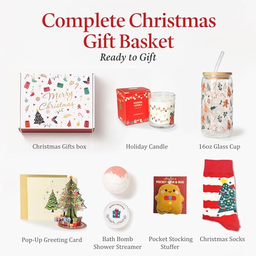 Christmas Gifts for Women 2025, Unique Christmas Gift Basket for Coworker Teacher Employee Sister Best Friend Mom Wife, Xmas Holiday Gifts for Women Secret Santa Gift Box Set with Holiday Glass Cup - Image 4