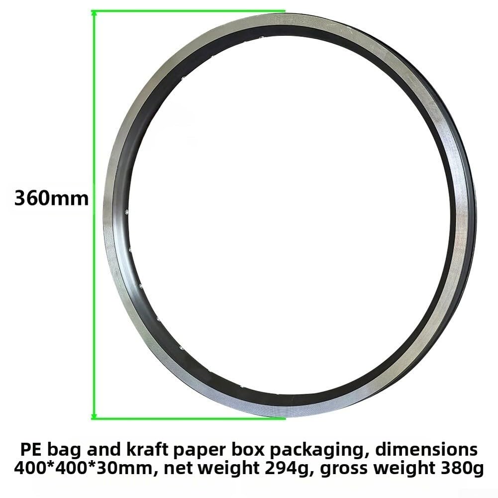 Cerchio per bici da 40,6 cm x 40,6 cm, a doppia parete, in lega di alluminio per freni a V, 20/28 fori, compatibile con bici pieghevoli Brompton, nero (28 fori 16 x 1-3/8)