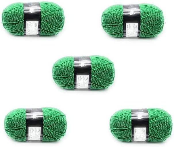 Lexicon Select Pack of 5 x 100g Balls Green Double Knitting Wool - Apple, 500g