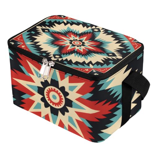 GzLeyigou Lunch Bags for Women Men 9 Cans,Art Abstract Flower Hot & Cold Food Delivery Bag Insulated Grocery Bag Insulated Lunch Box Curved Shape Cooler Bag for Office Work Picnic Beach