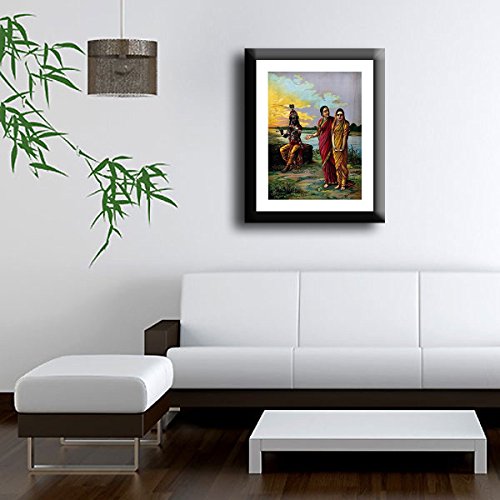 Image of Tallenge - Radha Krishna (Manini Radha) - Raja Ravi Varma Mythology Collection - Small Poster Paper - Framed (12 x 18 inches)