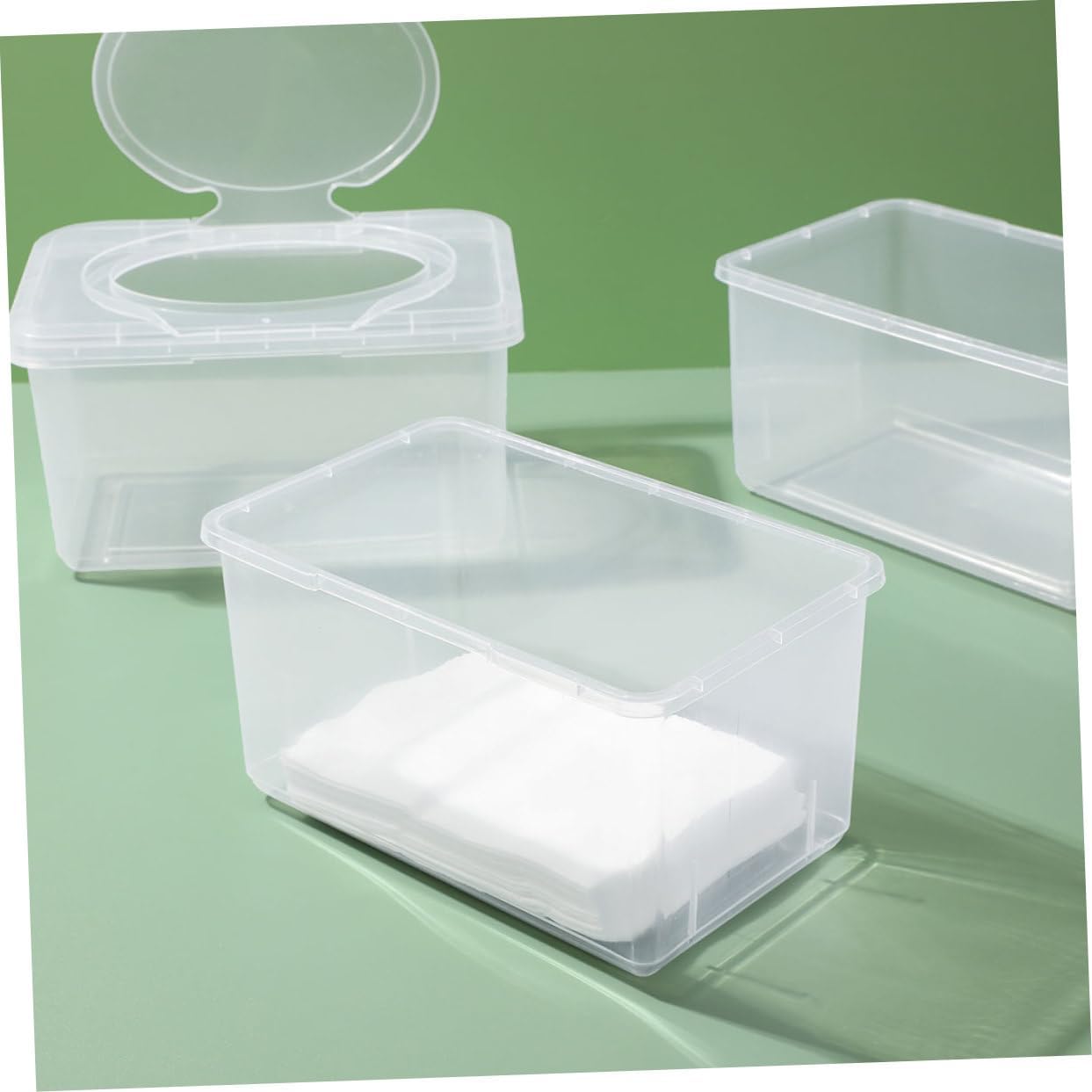 4pcs Refillable Wipes Dispenser Lid Portable Plastic Tissue Box for Wipes Home Travel Use Easy One-hand Operation Pp Material