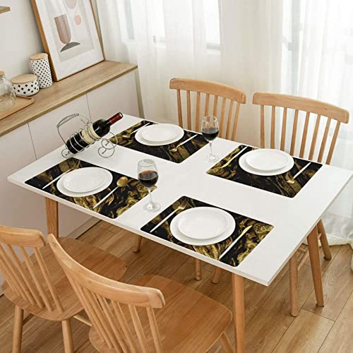 Black And Gold Marble Placemats Set Of 4, Modern Abstract Marble Place Mats Home Decor For Kitchen Dining Table Indoor Outdoor Non-Slip Washable Table Mats 12"X18" #TOP6