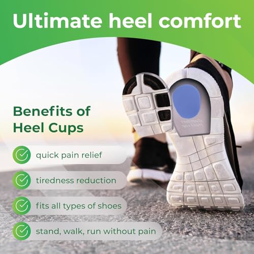 Image of Gel Heel Pads, 2 Pack, for Achilles Tendonitis, Shoe Wedge Inserts for Plantar Fasciitis, Bone Spur, Foot Pain Relief Support, Comfort Cushion Insoles for Women /Men