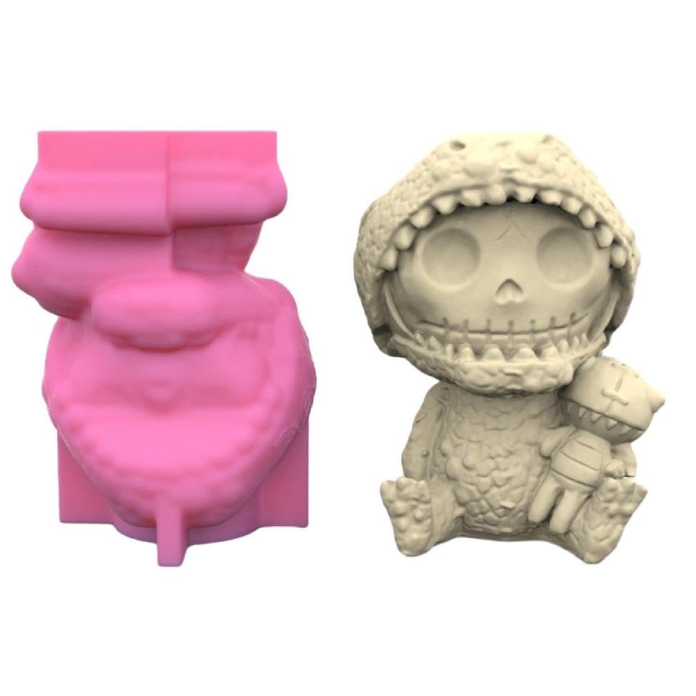 Moule en silicone crâne homme pour pot de fleur en gypse et résine époxy