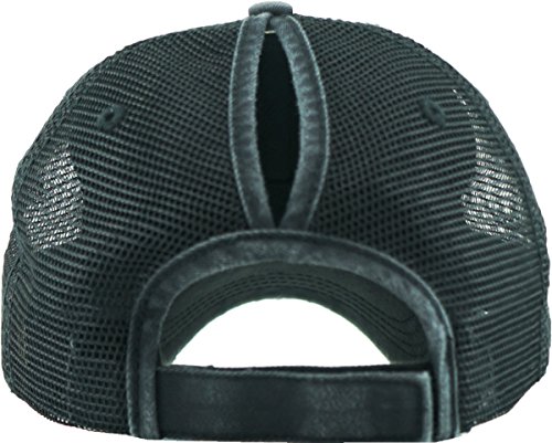 Image of Classic Plain Ponytail Messy High Bun Headwear Adjustable Cotton Trucker Mesh Glitter Hat Baseball Cap
