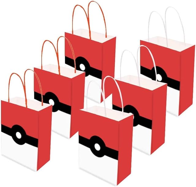 Pokeball Party Supplies Favors, Pocket Monster Party Bags for Kids Adults Birthday Party Game Theme Birthday Party Decorations Set of 12
