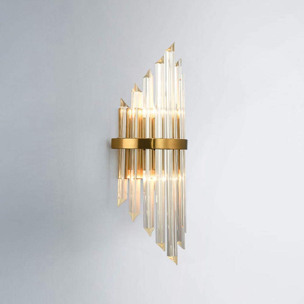 ZTCHSENZT Wall Sconces, Postmodern Brass Wall Light Crystal Lampshade Geometric Metal Wall Lamp Creative Copper Wall Sconce Lights for Dining Room Hotel Living Room Bedroom Bedsid