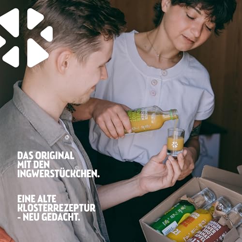 Kloster Kitchen Bio Ingwer Shot Probierset L I 5 Sorten 5x 360 ml + 5x 30 ml mit echten Ingwerstückchen I Geschenkset Ingwershot vegan I süß-scharf & mit natürlicher Süße (inkl. 1,25€ EINWEG Pfand)