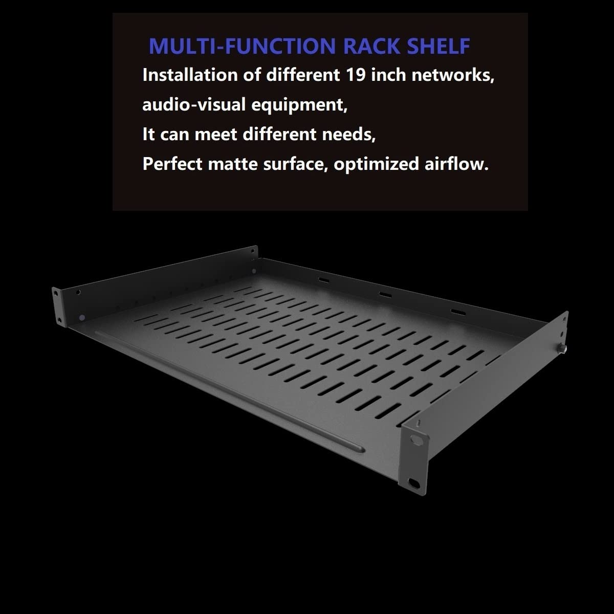 JINGCHENGMEI 1U Vented Rack Shelf Universal Rack Tray No Lip for 19 Inches Network Cabinet or Server Rack (12 Inches Deep)