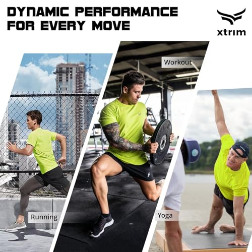 Image of XTRIM Sports T-Shirt for Men, Quick Dry Gym T-Shirt for Men, Half Sleeve Solid Casual Round Neck, Stylish Regular Fit, Lightweight Running Training Activewear