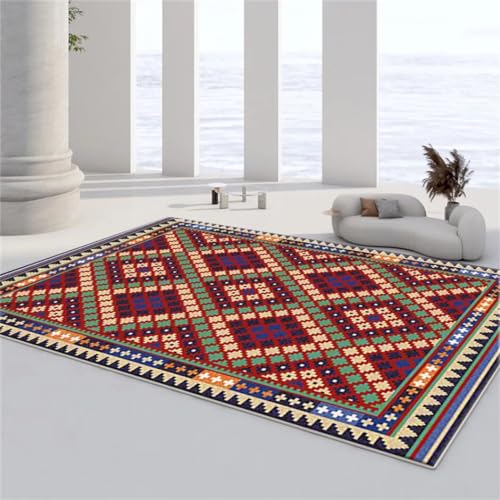 Tapis Princesse géométrique rouge 100x160cm antidérapant - 2