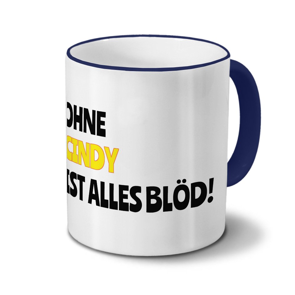 Personalisierte Tasse Mit Namen Cindy – Motiv Color Paint, Weißer Keramikbecher 200 Ml