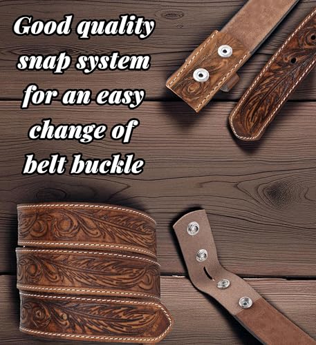 Belt without buckle for men - 100% Full Grain One Piece Leather, Western and casual belts -2 pack Cowboy Belt for Jeans,USA4