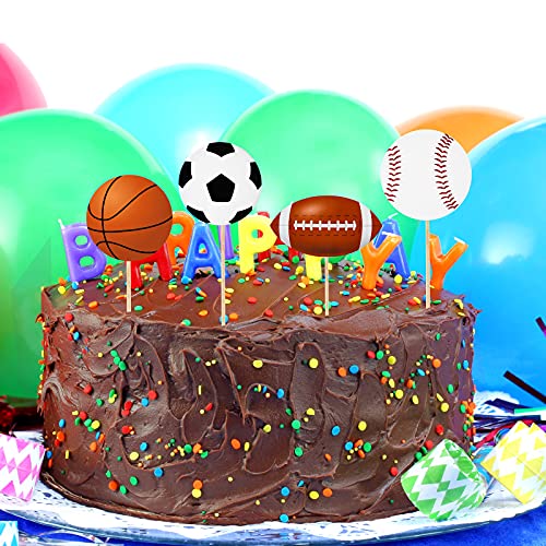 48 Pieces Sports Cupcake Toppers Baseball Cupcake Picks Basketball Toothpicks Soccer Ball Football Cake Decor For Boys Men Birthday Favors Sports Theme Party Decorations Supplies #TOP4