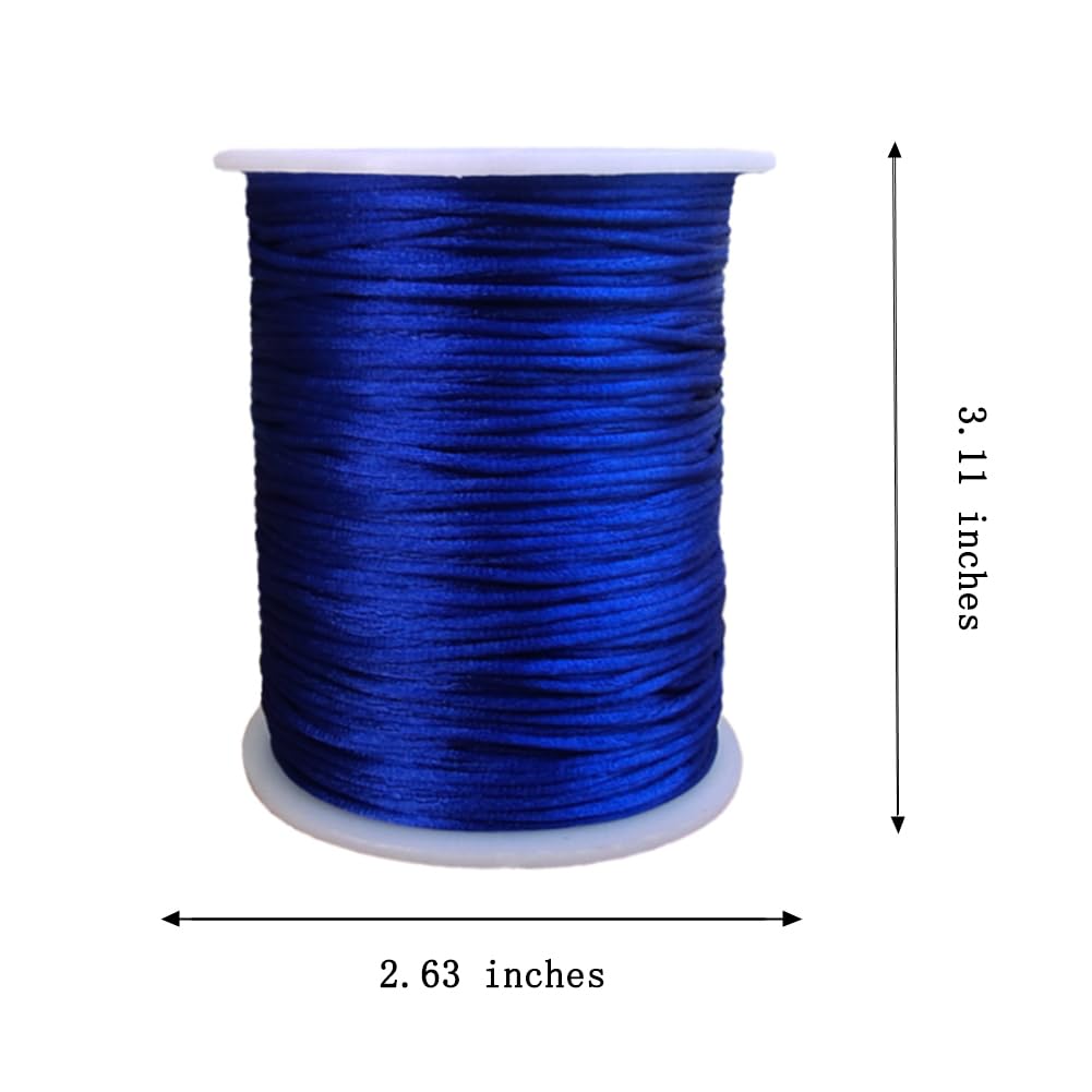 Tilengy 2.0 mm x 110 Yards Nylon Satin Cord Beading Braided Thread String for Chinese Knotting Rattail Macrame Pendant Friendship Bracelets Necklaces Jewelry Making(Sapphire Blue) - Image 4