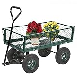 PayLessHere Carro de jardín plegable de malla de acero resistente de 500 libras con lados extraíbles para playa, césped, patio, paisaje