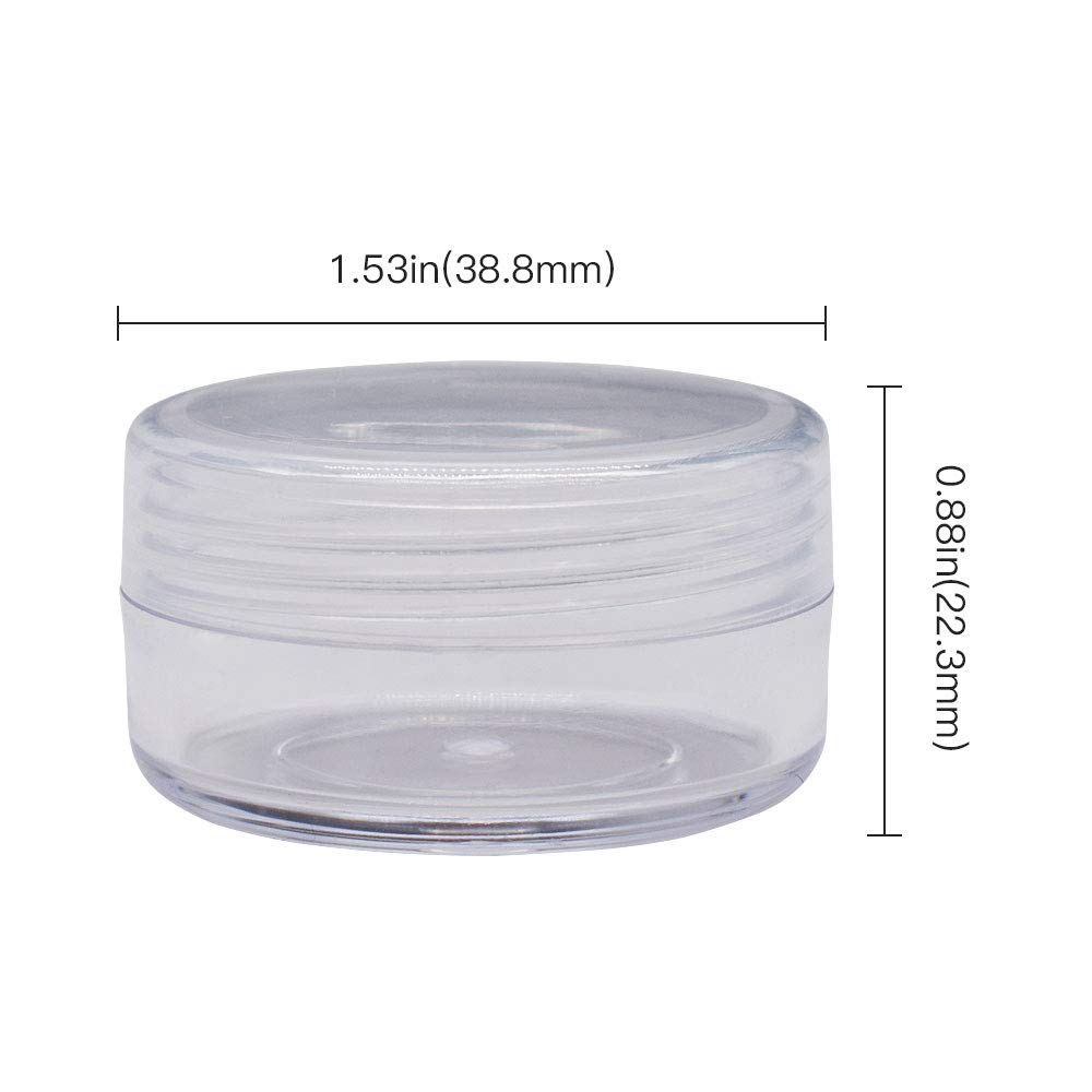 Healthcom Empty Clear Plastic Cosmetic Sample Jars with Screw-On Lids
